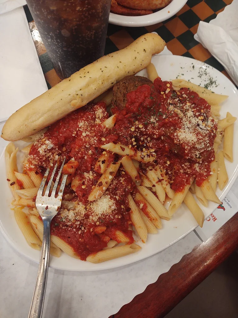 Penne pasta with meatball and marinara